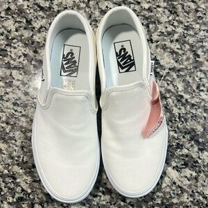 NWT Vans White Canvas Slip ons